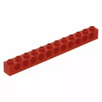 LEGO Кирпич 1 x 12, с отверстиями, красный (3895 / 389521) набор из 100 шт