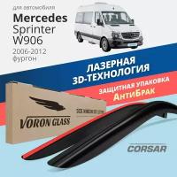 Дефлекторы окон Voron Glass серия Corsar для Mercedes Sprinter W906 2006-2012 накладные 2 шт