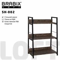 Стеллаж Brabix на металлокаркасе LOFT SH-002 (ш600*г350*в845мм), цвет морёный дуб, 641231