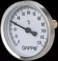 Термометр биметаллический с погружной гильзой Gappo G1474,1/2" x 0-120℃