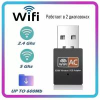 Wi-fi адаптер двухдиапазонный для ПК, 2.4 и 5 ггц 802.11b/n/g/ac, W-43