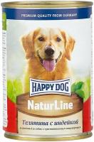 Консервы для собак Happy Dog NatureLine (Телятина с индейкой), 410 гр. по 12 шт