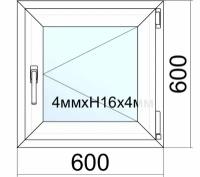 Окно ПВХ VEKA WHS Halo/ш.60xв.60 см/ поворотное /правое /однокамерный стеклопакет/фурнитура Accado (Турция)