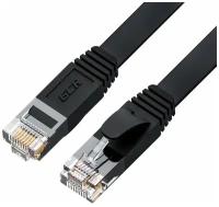 Патч-корд PROF плоский UTP cat.6 10 Гбит/с RJ45 LAN компьютерный кабель для интернета (GCR-LNC65) черный 1.0м