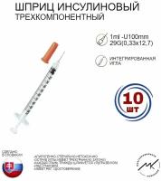 Шприц инсулиновый интегрированная игла 1.0 ml U-100 29G