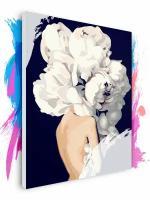 Картина по номерам на холсте Женщина с цветами 7, 60 х 80 см