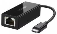 Сетевая карта Ugreen US236 USB Type-C 3.1 Gen1 to 10/100/1000Mbps Ethernet Adapter Black 50307