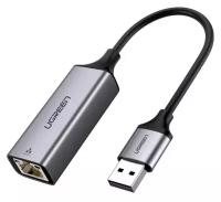 Сетевая карта Хаб USB Ugreen CM209 USB to RJ45 Ethernet Adapter Aluminum Case Space Gray 50922
