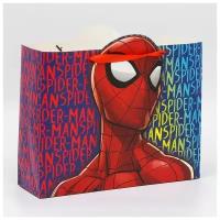 Пакет подарочный для мальчика с ручками MARVEL Человек-паук "Spider-man", ламинированный, разноцветный, размер 40х31х11,5 см