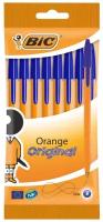 Шариковая ручка для письма синяя тонкая BIC Orange Fine пишущий узел 0,8 мм письменный набор из 8 шт