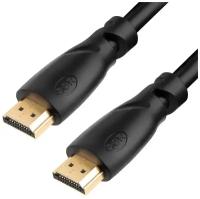 GCR Кабель PROF 0.5m HDMI версия 2.0, черный, OD9.0mm, 28/24 AWG, позолоченные контакты, Ethernet 18.0 Гбит/с, 3D, 4K, GCR-HM313-0.5m, тройной экран