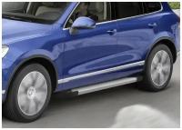 Пороги алюминиевые с площадкой "SILVER" (арт. F193AL.5806.1) VOLKSWAGEN Touareg 2018- н.в