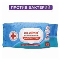 Салфетки влажные 72 шт LAIMA/лайма Antibacterial, антибактериальные, клапан крышка, 129997 5 шт