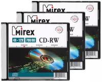Перезаписываемый диск CD-RW Mirex 700Mb 12x slim box, упаковка 3 шт
