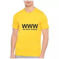 Футболка WWW we want woman. Цвет: желтый. Размер: XXL