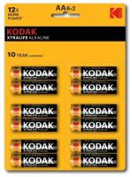 Батарейки Kodak LR6-12BL perforated (6x2BL) XTRALIFE Alkaline [KAA-2x6 perf] арт. Б0038794 (12 шт.)