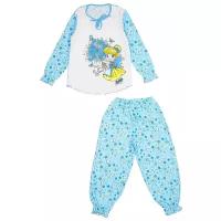 Пижама, брюки, пояс на резинке, размер 104-56, белый, голубой