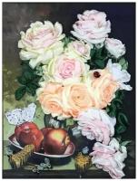 Набор Розы с медом вышивка лентами 27х34,2 Многоцветница МЛ(н)-3009 27х34,2 Многоцветница МЛ(н)-3009