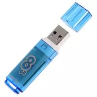 Флешка Smartbuy Glossy series Blue, 8 Гб, USB2.0, чт до 25 Мб/с, зап до 15 Мб/с