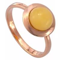 Стильное позолоченное кольцо с натуральным молочным янтарем "Орно"