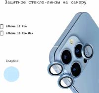 Защитное стекло линзы накладка на заднюю камеру iphone 13 Pro Max camera glass (для Айфон 13 Про Макс) сиера блю голубой синий Sierra Blue