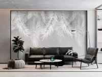 Фотообои 630х270 см Пальмовые листья (ветви пальмы) 3D обои флизелиновые в спальню, кухню, гостиную 11 (можно обрезать до 600х270, 600х250 см)