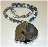 Колье ожерелье с крупными камнями с агатами ручной работы от AV Jewelry