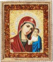 Икона ручной работы с натуральным янтарём Божией Матери Казанская 628235