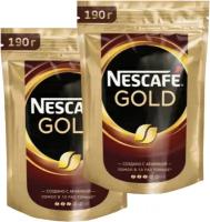 Кофе растворимый Nescafe Gold 190 грамм, пакет 2 штуки