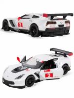 Машинка металлическая Kinsmart 1:36 «2016 Chevrolet Corvette C7.R Race Car» инерционная, белая KT5397D-4