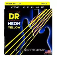 Набор струн DR NYB5-45 HI-DEF Neon Yellow, 1 уп