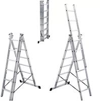 Лестница-трансформер алюминиевая 3-х секционная 3*6 ступеней, стремянка, лестница приставная