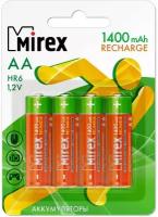 Аккумуляторы Mirex HR6 / AA 1400 mAh / аккумуляторные батарейки пальчиковые, Ni-Mh, 4 шт. в упаковке