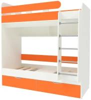 Двухъярусная кровать Юниор 5 80x160 Белый Оранжевый