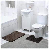 Набор ковриков для ванной и туалета Доляна «Галька, ракушки», 2 шт: 40×50, 50×80 см