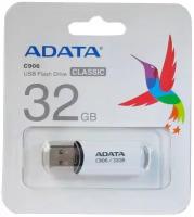 ADATA Накопитель USB flash 32ГБ ADATA Classic C906 AC906-32G-RWH, белый (USB2.0)
