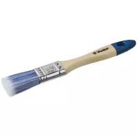 Малярная плоская кисть ЗУБР Аква 25 мм 1'' искусственная светлая щетина деревянная ручка 4-01007-025