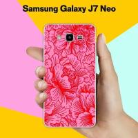 Силиконовый чехол на Samsung Galaxy J7 Neo Цветы красные / для Самсунг Галакси Джей 7 Нео