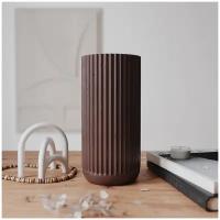 Декоративная ваза для сухоцветов Chloe L, 25x12 см, бетон, коричневая глянцевая