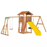 Спортивно-игровой комплекс Jungle Gym Cottage + Rock + Swing Module Xtra с гнездом + Рукоход