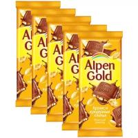 ALPEN GOLD шоколад молочный арахис кукурузные хлопья 85г Набор по 5шт