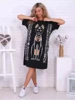 Туника Платье домашнее большие размеры Египет хаки 70
