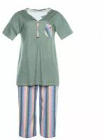 Пижама Натали, размер 64, зеленый, мультиколор