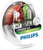 Лампа галогенная Philips H7 LongLife EcoVision 12V 55W, 2 шт, 12972LLECOS2