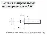 Головка абразивная с хвостовиком AW(ГЦ) 20x3х6 мм, 63C, F60(25Н), O(СТ1) CNIC 50612