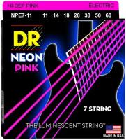 DR NPE7-10 - струны для 7-струнной электрогитары, Калибр: 10-56, Серия: HI-DEF NEON, Обмотка: посеребрёная/никелированая сталь, Покрытие: люминесцентное