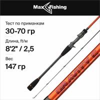 Удилище кастинговое Maximus Gravity C 25H 30-70гр, 250 см, спиннинг для рыбалки на щуку, судака, сома, окуня