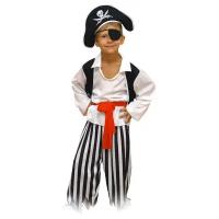 Карнавальный костюм "Пират", шляпа, повязка, рубашка, пояс, штаны, р. 28, рост 110 см