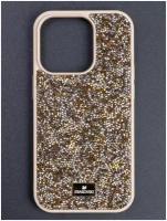 Чехол Swarovski на iPhone 14 Pro 6.1" / Чехол Сваровски на айфон 14 Pro / Золотой