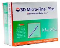 Шприц BD Micro-Fine Plus (3-комп.) 0.5 мл U100 несъемная игла 30G (0,3 х 8) - 100 шт